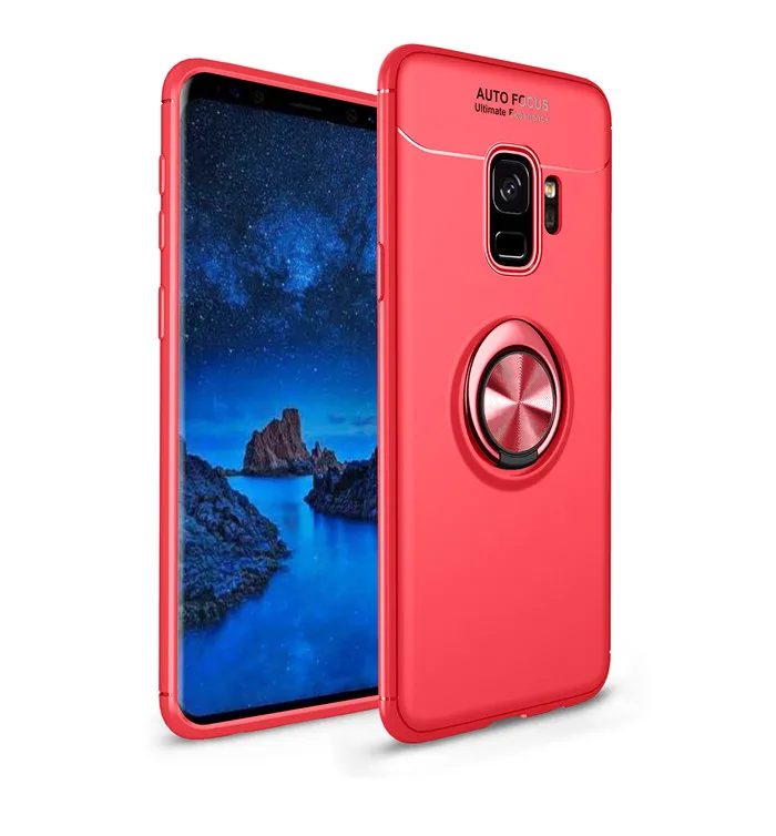 Для Samsung Galaxy S8 плюс S9plus S9 кольцо держатель крышки для J3 J5 J7 J330 J530 J730 мягкий TPU чехол для автомобиля Магнитный чехол для Note 8 - Цвет: Red