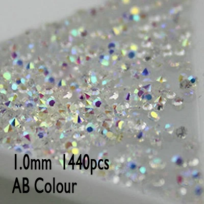 1.0mm AB 1440pcs Смешанный размер 1440 шт Кристалл шатон стекло дизайн ногтей горный хрусталь микро Маникюр украшение крошечные мини Стразы - Цвет: 1.0mm AB 1440pcs