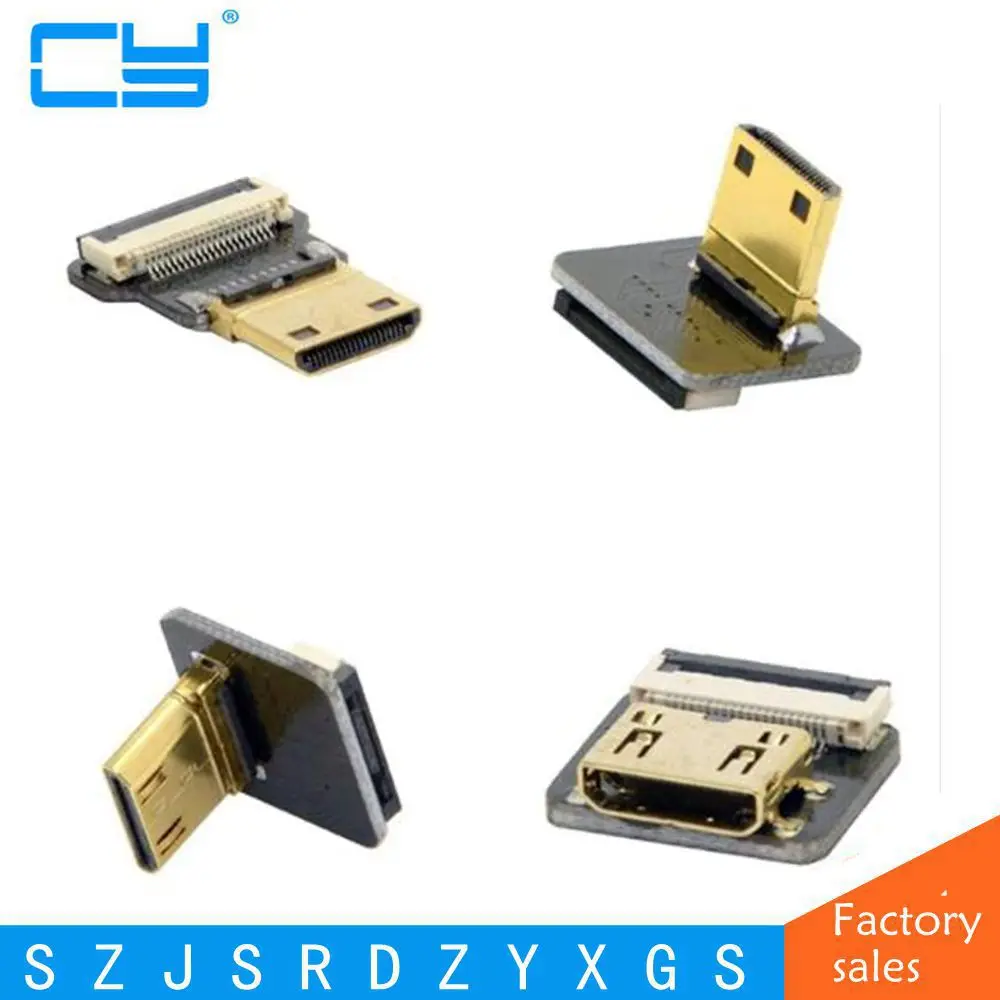 Мини hdmi совместимых с углом 90 градусов вверх под мини HDMI Тип C Мужской Разъем для