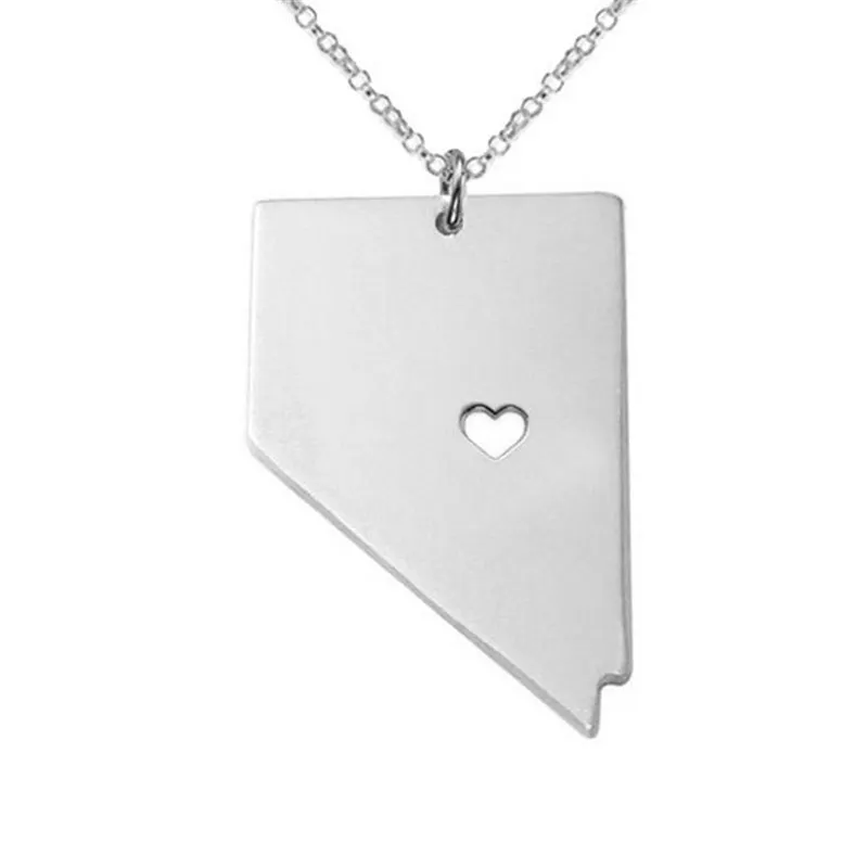 High quality Fahsion USA Map Jewelry State Pendant Nevada necklace America Necklaces With Heart DIY | Украшения и аксессуары
