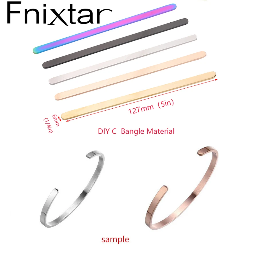 Fnixtar DIY C Открытый манжет браслет материал зеркало полировки нержавеющая сталь