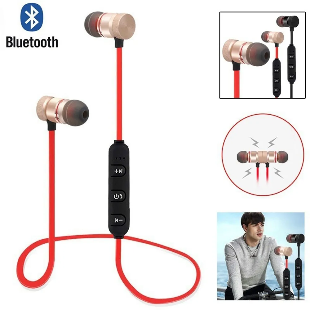 Шейным Bluetooth наушники Беспроводной гарнитура работает спортивные для телефона MP3