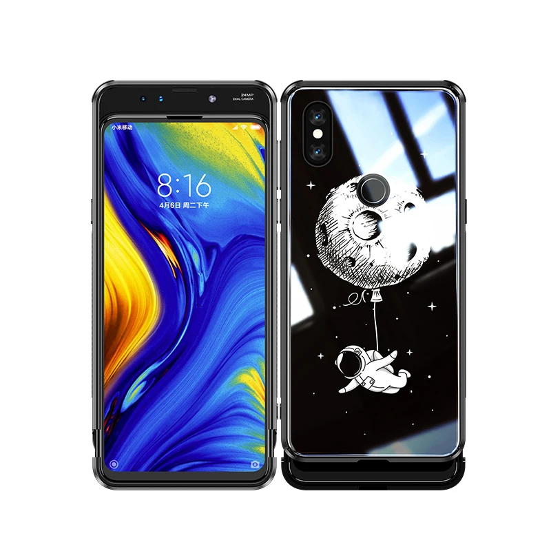 Скользящий стеклянный окрашенный чехол s для xiaomi mi x 3 Чехол Vpower закаленное противоударный чехол для телефона для xiaomi mi x3 mi x 3 Роскошный чехол