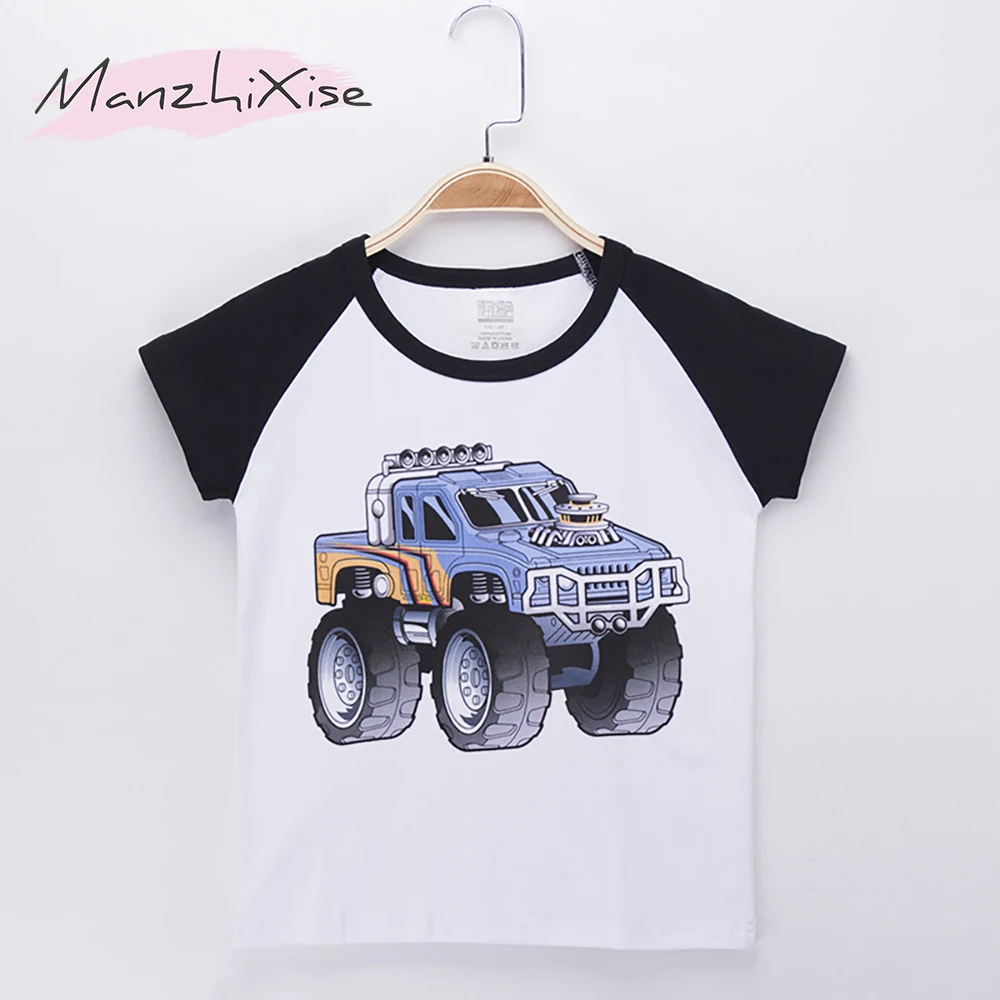 

2019 New Product Children Clothes Boys T-shirt 4x4 Monster Car Print Cotton Child Kids Short T Shirts Baby Tops Boy Tee Camiseta