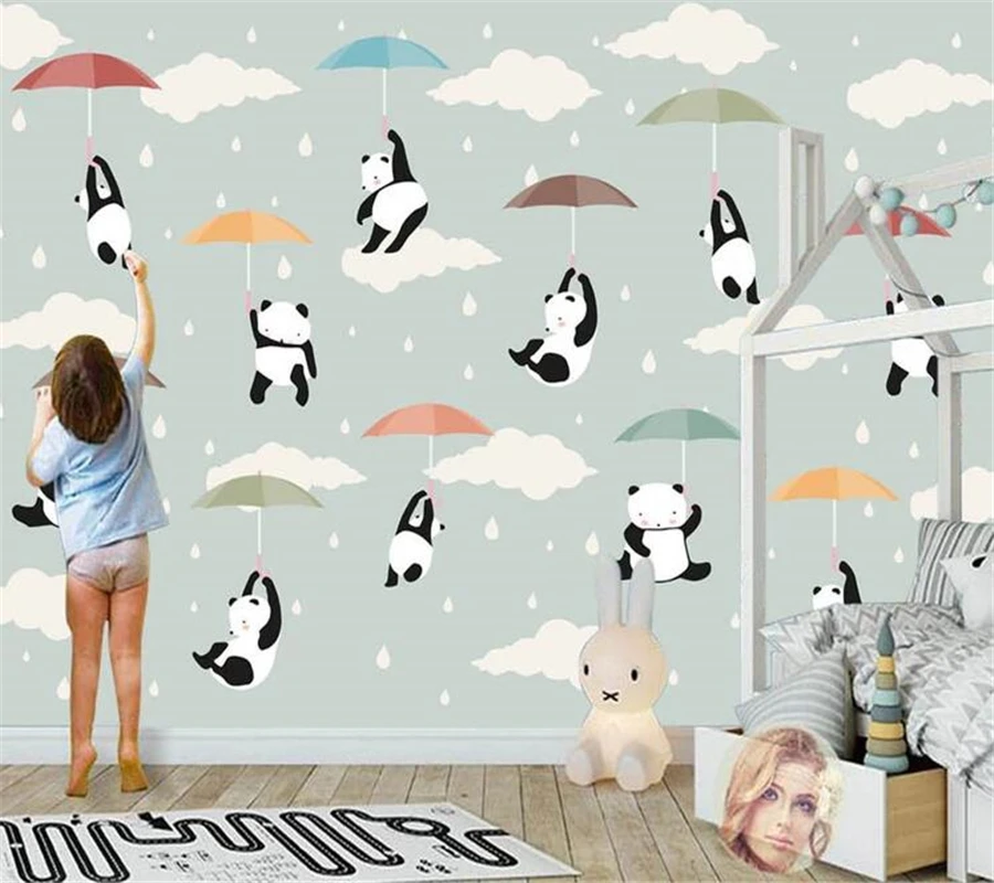 Wellyu papel де parede para quarto пользовательские обои мультфильм панда фон стены 3d для