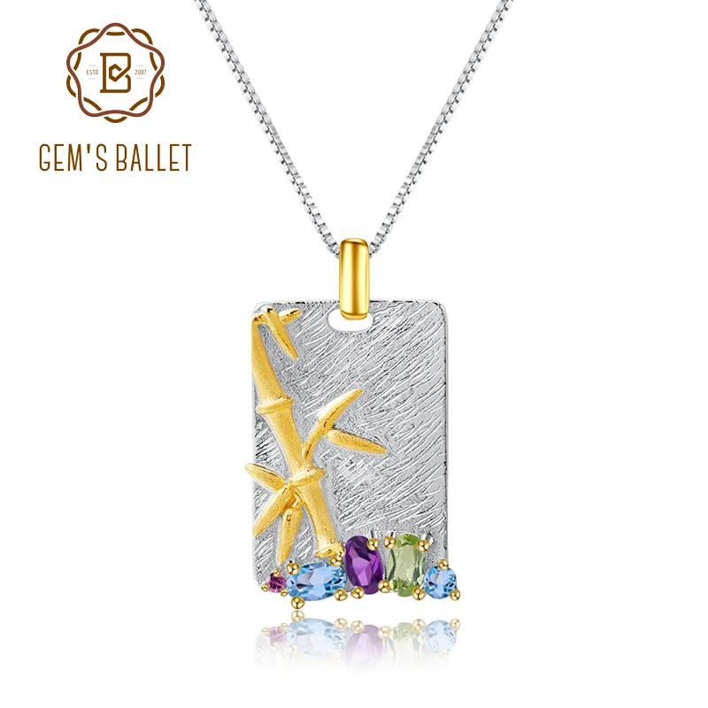 Женское ожерелье с подвеской GEM'S BALLET из серебра 925 пробы натуральным топазом