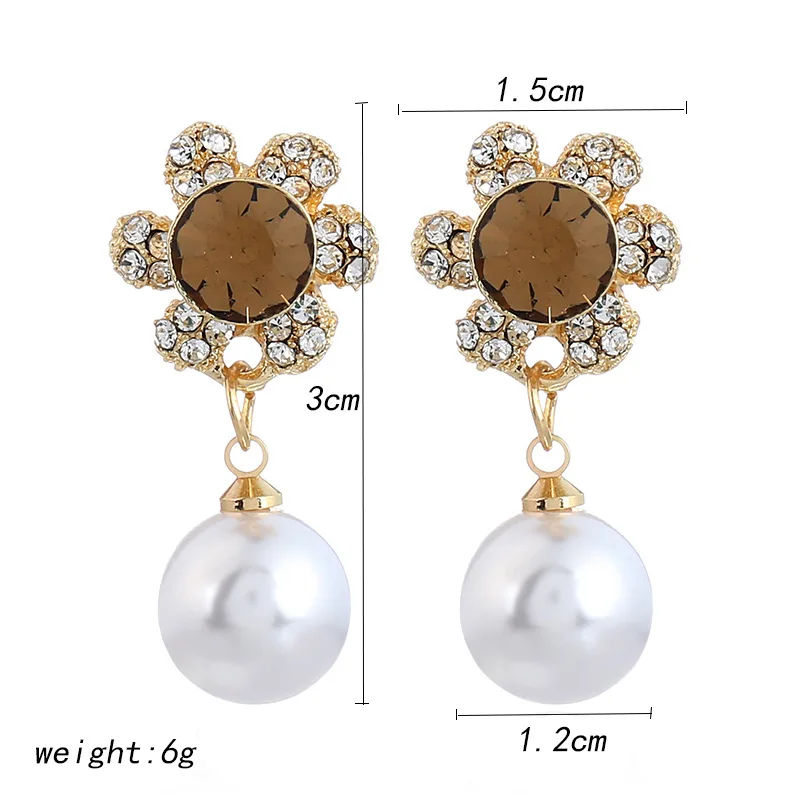 Top Sale Big Round Pearl Pendant Sunflower Mujer Boho moda Drop Earrings Fashion jewelry bohemian brincos For Women Femme 2018 | Украшения