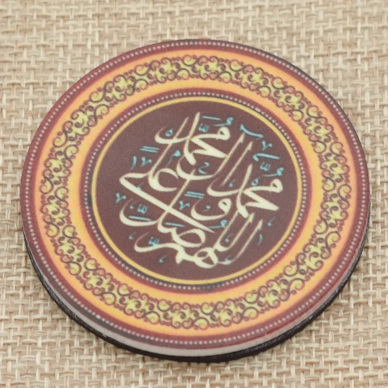 Greeting Printed Round Refrigerator Magnetic Sticker For Home Kitchen Decoration Supplies Colorful Islam The Koran Fridge Magnet