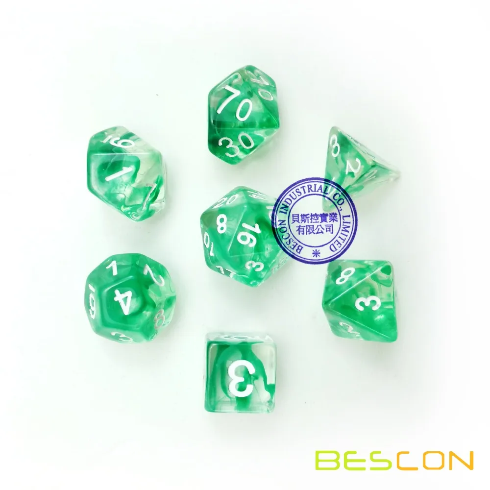 Bescon Nebula многогранный 7 Die набор кристаллов Nebulous Green Dice полный шт d4 d6 d8 d10 d12 d20 d %|dice