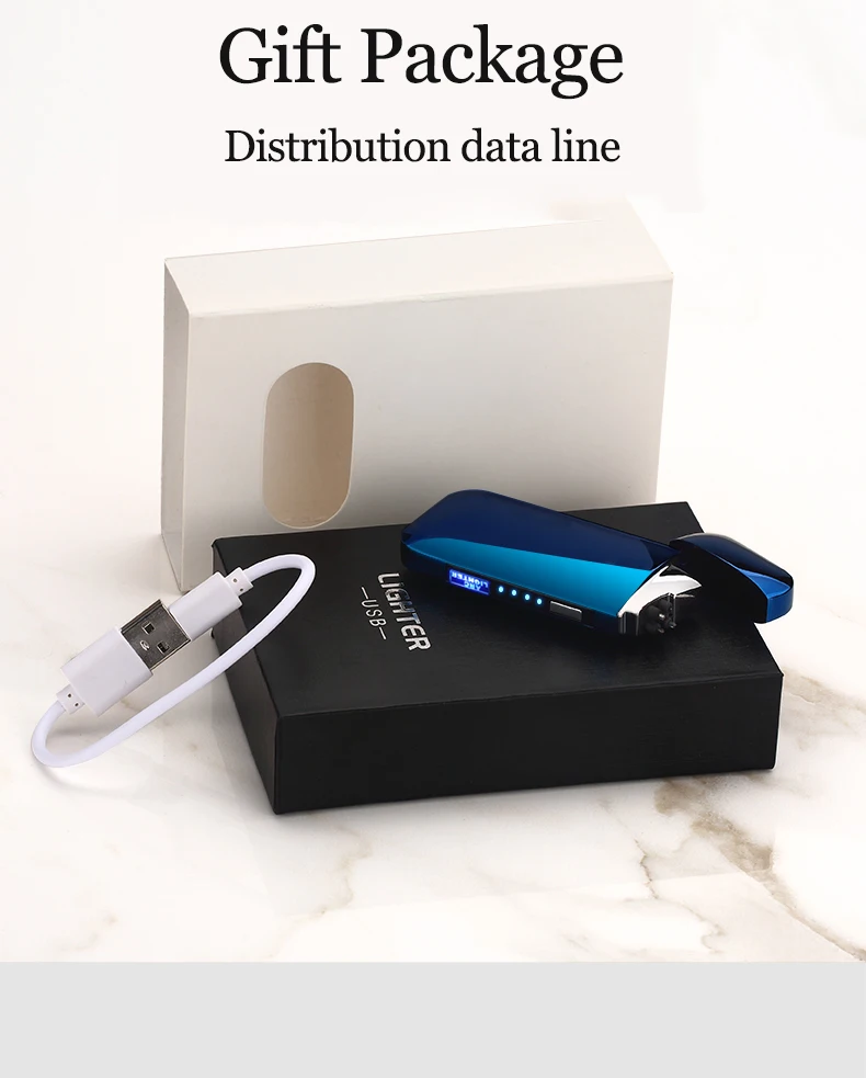 Двухдуговая Зажигалка для сигар сенсорная ветрозащитная плазменная Thunder USB