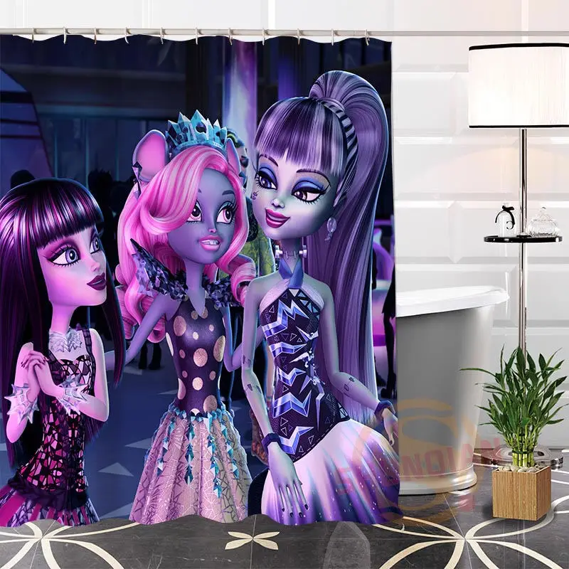 

Eco-friendly Custom Unique monster high Fabric Modern Shower Curtain bathroom With Hooks for yourself H0220-46