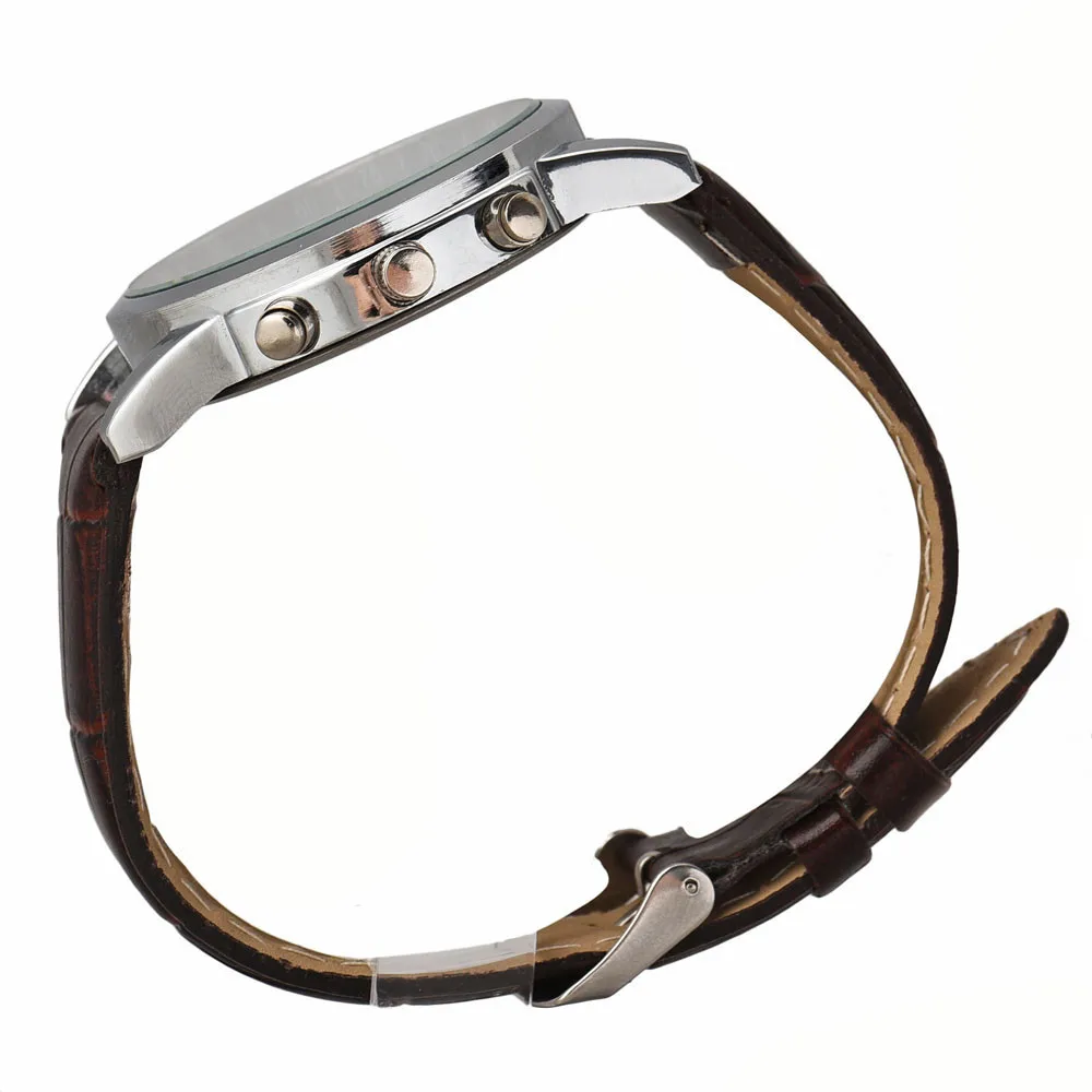 Geneva Мужские Аналоговые кварцевые наручные часы бизнес дизайн кожаный ремешок