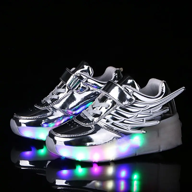 Heelys Kids Glowing Luminous Sneakers with wheels Led Light up Roller Skates Sport Lighted Shoes for Boys slippers | Детская одежда и