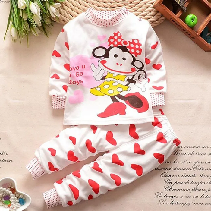 red monkey Baby Boy Girl Clothes Kids Clothes Sets T-shirt+pants Suit Clothing Set Cloud Printed Clothes Newborn Sport Suits - Цвет: red monkey