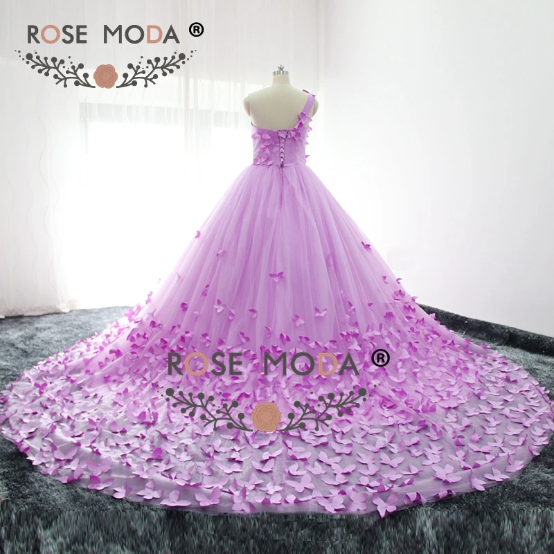 Розовое модное роскошное свадебное платье на одно плечо с бабочкой 3 D реальные