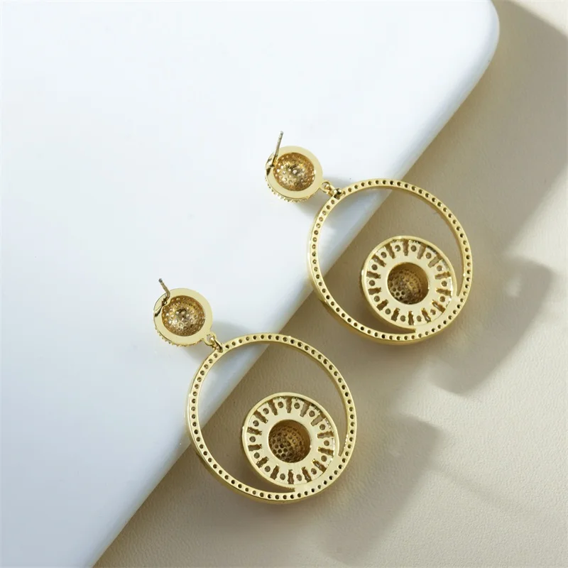 Серьги-подвески медные разноцветные женские серьги с фианитом класса ААА