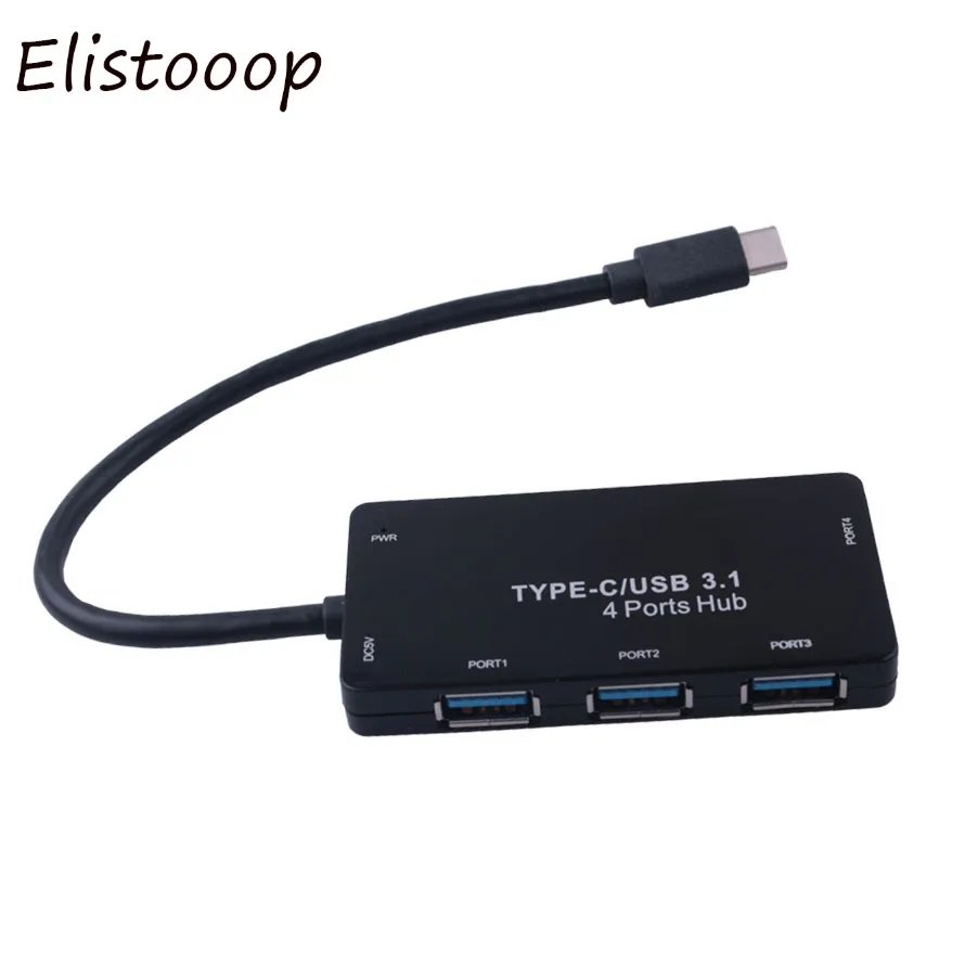 Elistooop 2018 Высокоскоростной USB концентратор тип C от 3 1 до 4 портов 0 разветвитель Тип