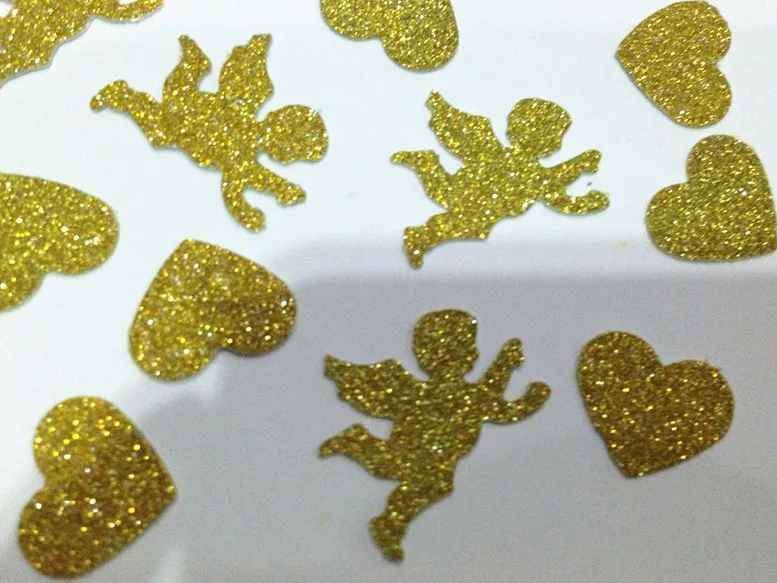 Ручная работа блестящий золотой мини ангел сердце конфет искусственный стол