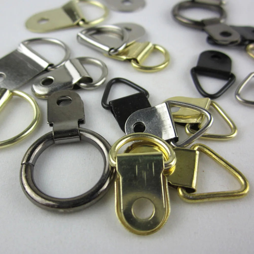 100Pcs Heavy Duty Silver Plated Single Hole D Ring for Hanging Mirror Oil Painting Picture Frame Hangers with 100 Pcs Screws |