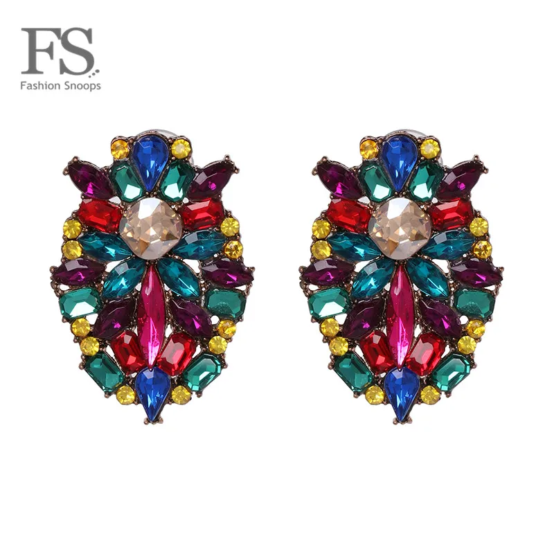 Винтажные серьги FASHIONSNOOPS с кристаллами для женщин 2019 Модные Разноцветные Висячие