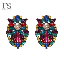 Винтажные серьги FASHIONSNOOPS с кристаллами для женщин 2019 Модные