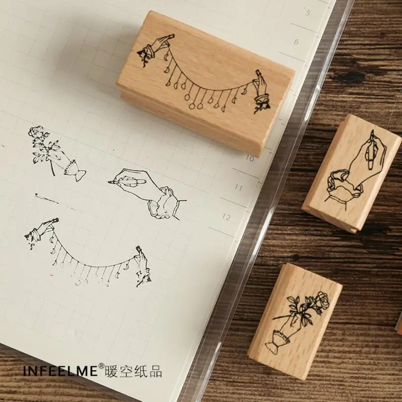 Винтажные розы цветы язык жесты растения DIY Деревянные и резиновые штампы для