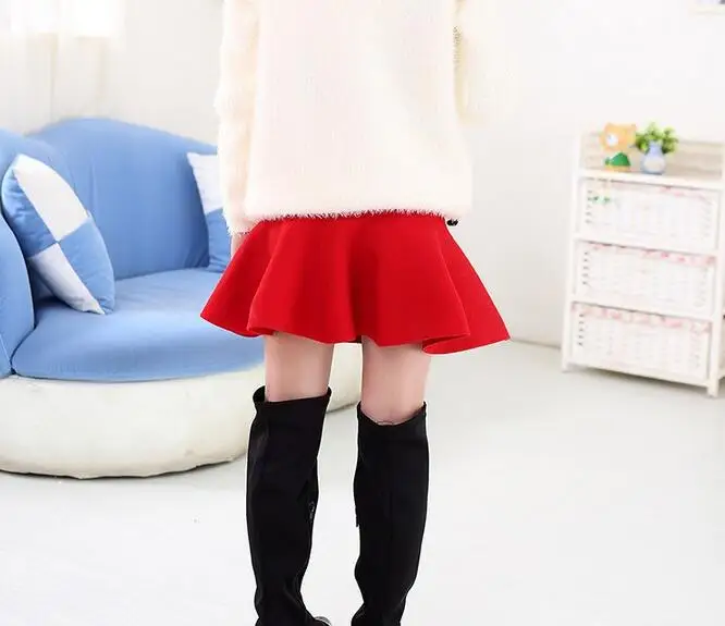 Новые зимние детские юбки для девочек 2016 г. с бантом Faldas шерстяной высокой талией