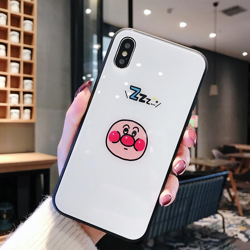 Прекрасный мультяшный персонаж Anpanman стеклянный чехол для телефона iphone 6 S 7 8 plus X XR