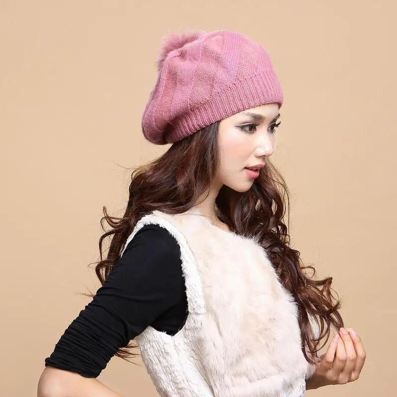 Модная шапка осень зима двухслойная шерстяная теплая вязаная женская из