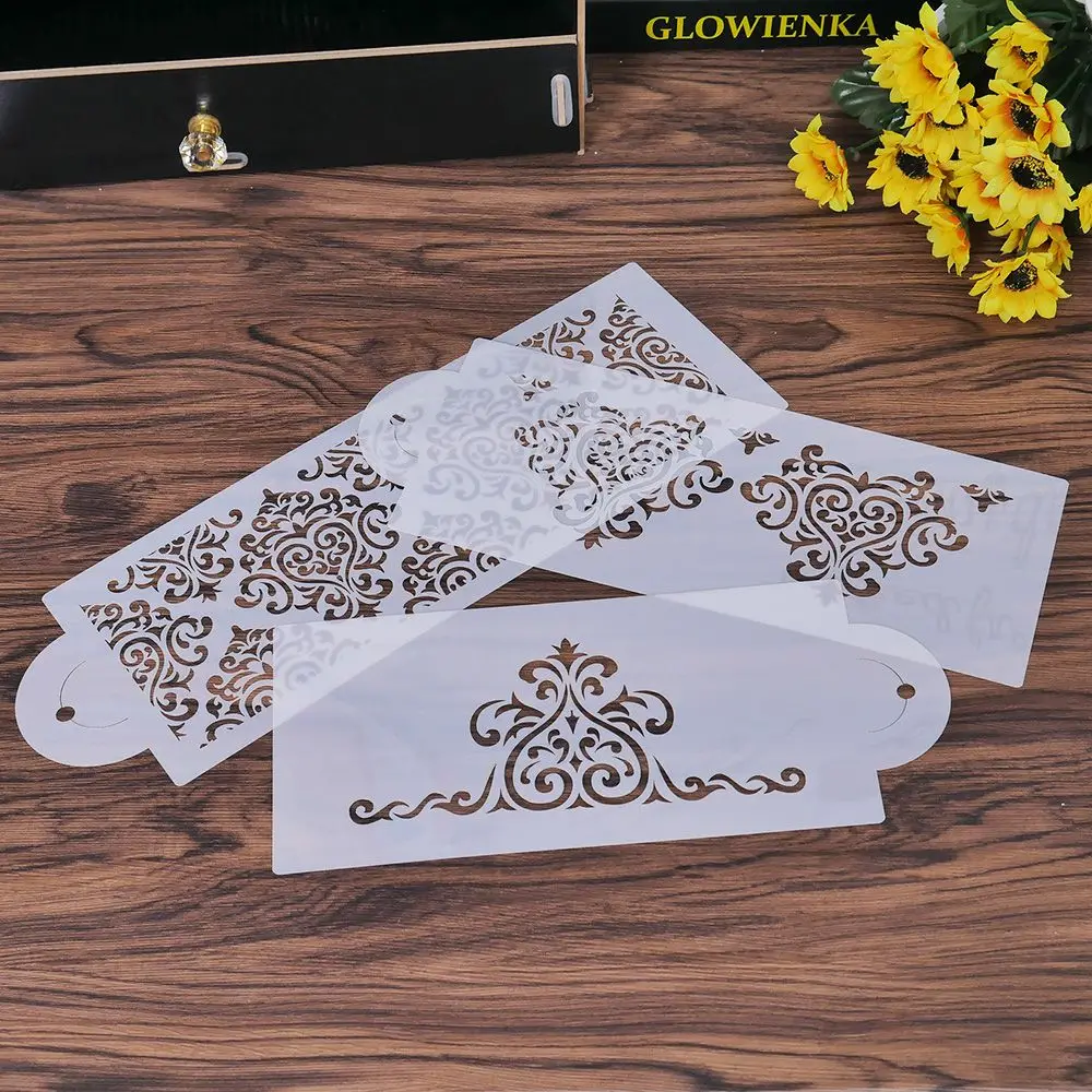 3 шт./компл. пластиковый трафарет в форме сердца короны кружева цветка