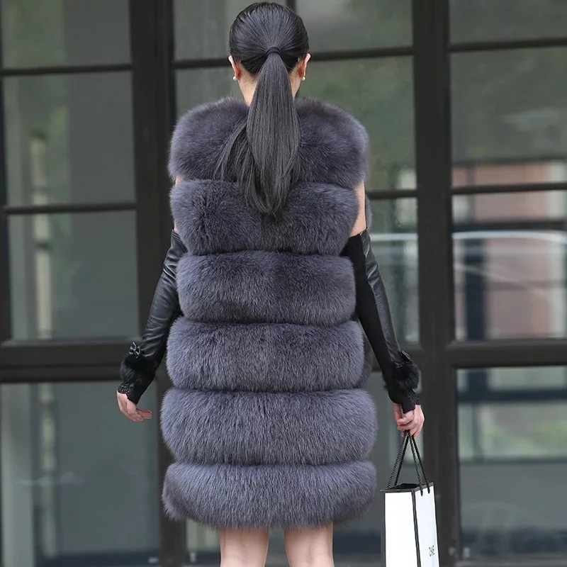 2021 натурального меха лисы длинное платье-майка для девочек новые модные 100%