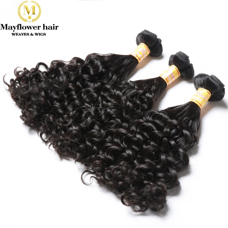 Mayflower Double drawn Funmi Hair Amazing curl 8-18  mixed length 1/2/3/4 bundles Remy hair weft No short hair Natural black