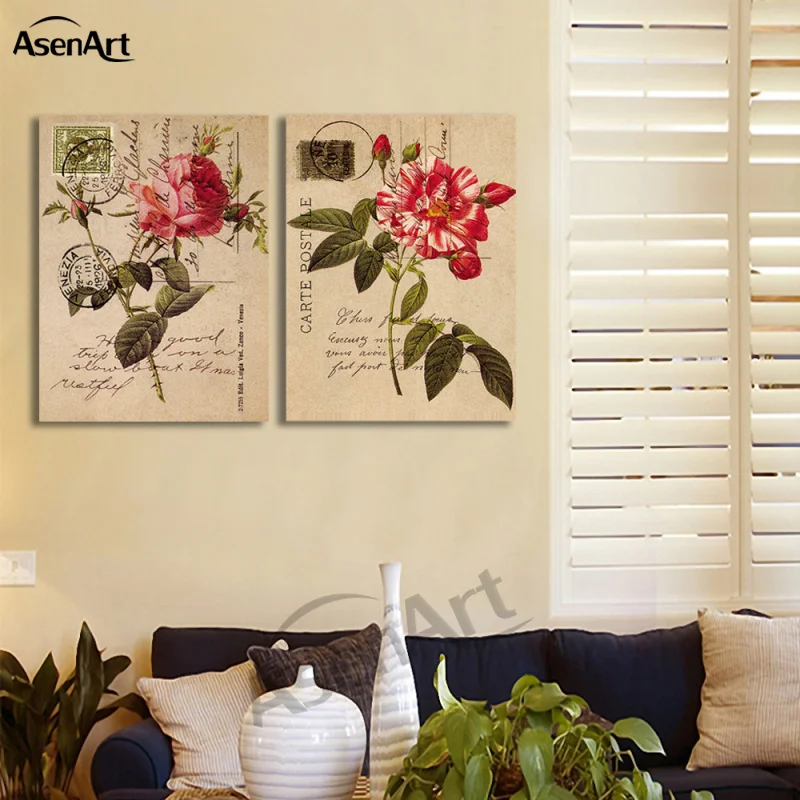 Комплект из 2 предметов конверт пион красный цветок картина искусство винтажная