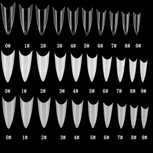 Накладные ногти, 500 шт., 10 размеров, Типсы на шпильках, накладные ногти из акрила для французского маникюра ногтей, искусственные Типсы из АБС-пластика, 0 -9, размеры, дизайн ногтей типсов