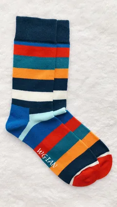 Мужские носки из хлопка в полоску с узором Happy Socks - Цвет: Многоцветный