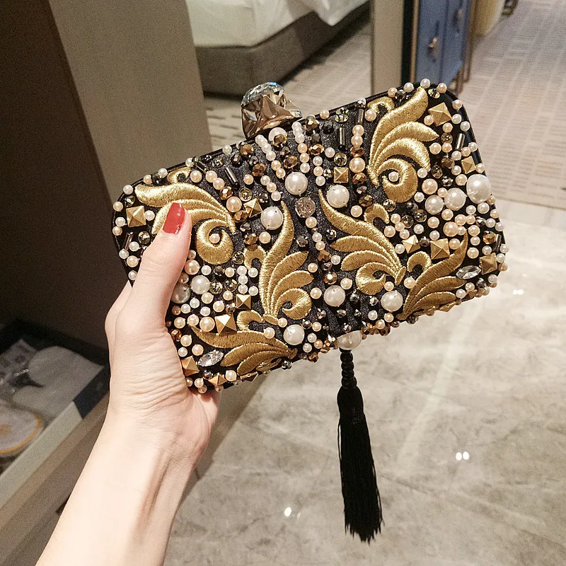 Tassels BXX сумка/ Модный высококачественный клатч для вечеринки сумки вышивка с кисточкой перьевая сумка Диагональная Сумка ZB195 - Цвет: Tassels