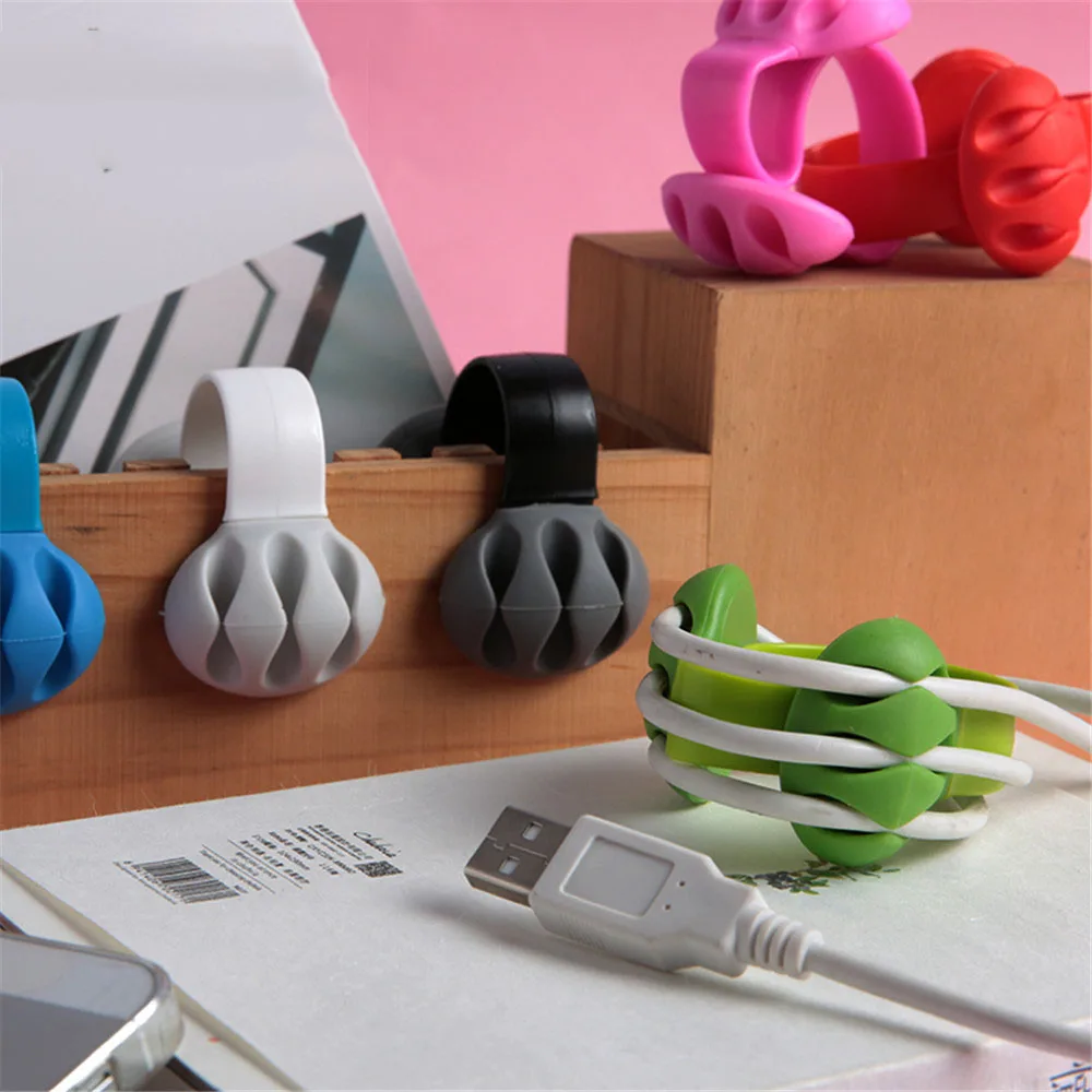 1 шт. милый силиконовый намоточный кабель однотонный органайзер для кабеля