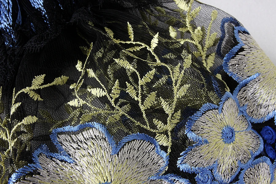 Женская Прозрачная кружевная блузка ALPHALMODA элегантная голубая с цветочным