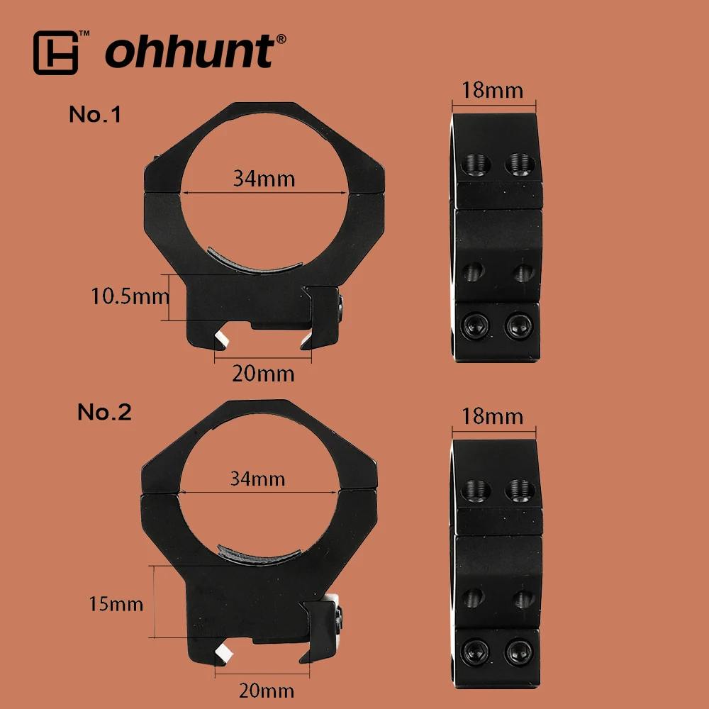 Ohhunt 2 шт. охотничье крепление кольца 34 мм трубка низкий средний профиль Пикатинни