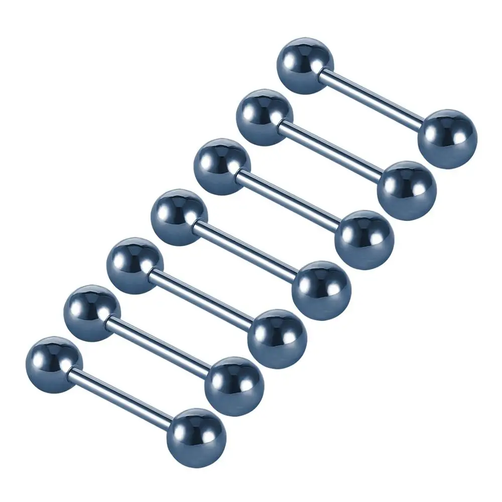 7pcs Blue 7 шт./лот титановое покрытие пирсинг языка королевская подвеска девочек 14G язык штанги для пирсинга качество Нержавеющая сталь Украшения для тела SD84 - Окраска металла: 7pcs Blue
