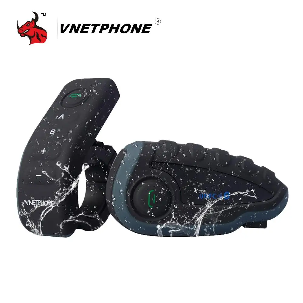 Bluetooth гарнитура VNETPHONE V8 1200 м водонепроницаемая NFC + FM|helmet interphone|v8 1200mvnetphone v8 |