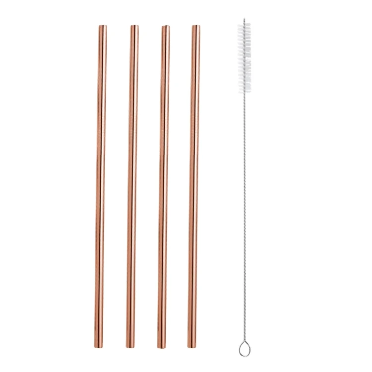 A-Rose gold 5PC Металлическая соломинка 304 из нержавеющей стали, многоразовый соломинный экологичный цветная трубочка с прямым изгибом щетка для очистки бар вечерние аксессуары 20 унций - Цвет: A-Rose gold 5PC
