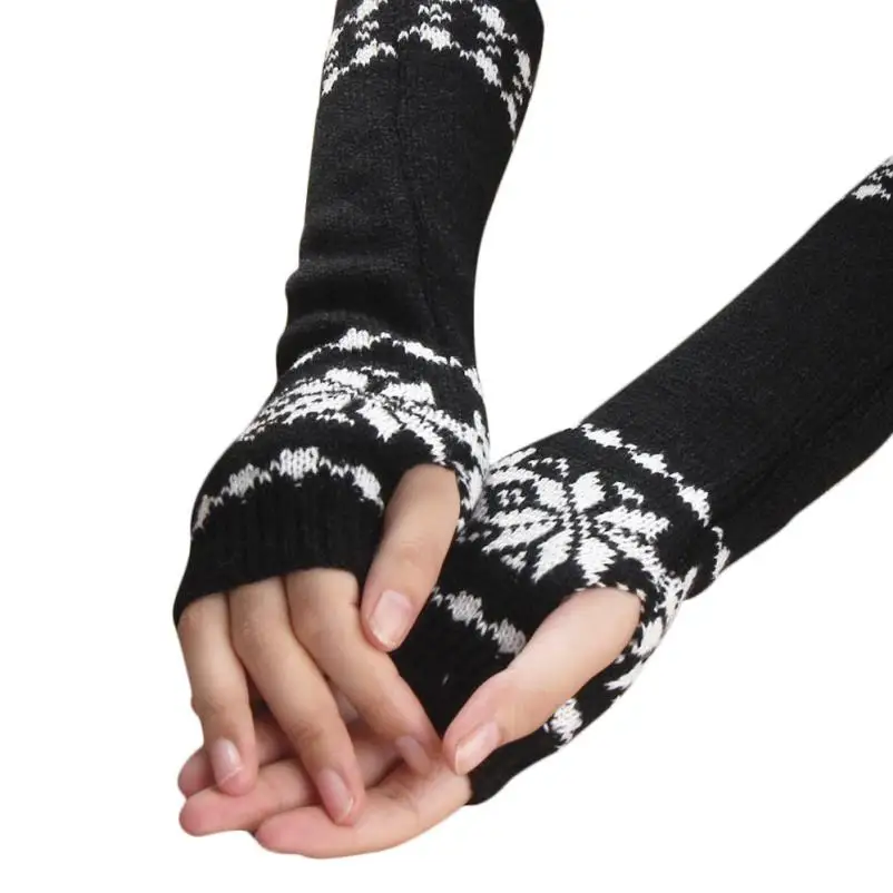 2017 модные китайские женские перчатки зимние теплые длинные вязаные без пальцев