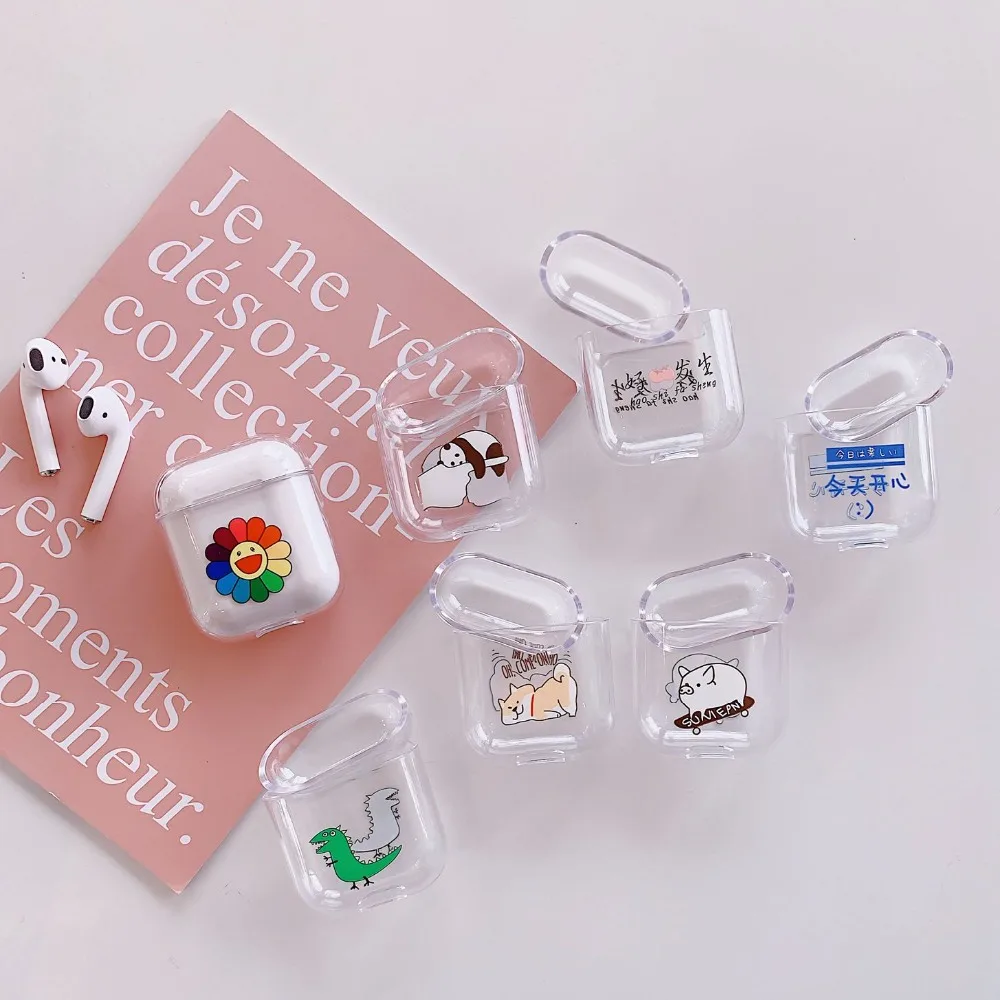 Чехол для Apple AirPods с рисунком из мультфильма, прозрачный жесткий защитный чехол, беспроводной чехол для наушников, милый чехол для Airpods 2, прозрачный чехол, fundas