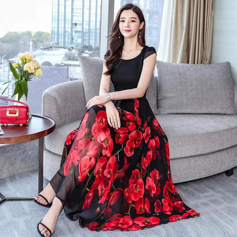 Офисные женские туфли с цветочным принтом летнее платье Для женщин короткий