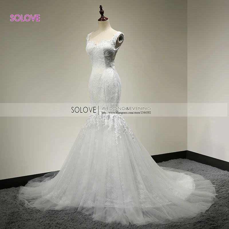 Кружевное свадебное платье с юбкой годе со шлейфом|vestidos de novia|bridal gownlace wedding dress |