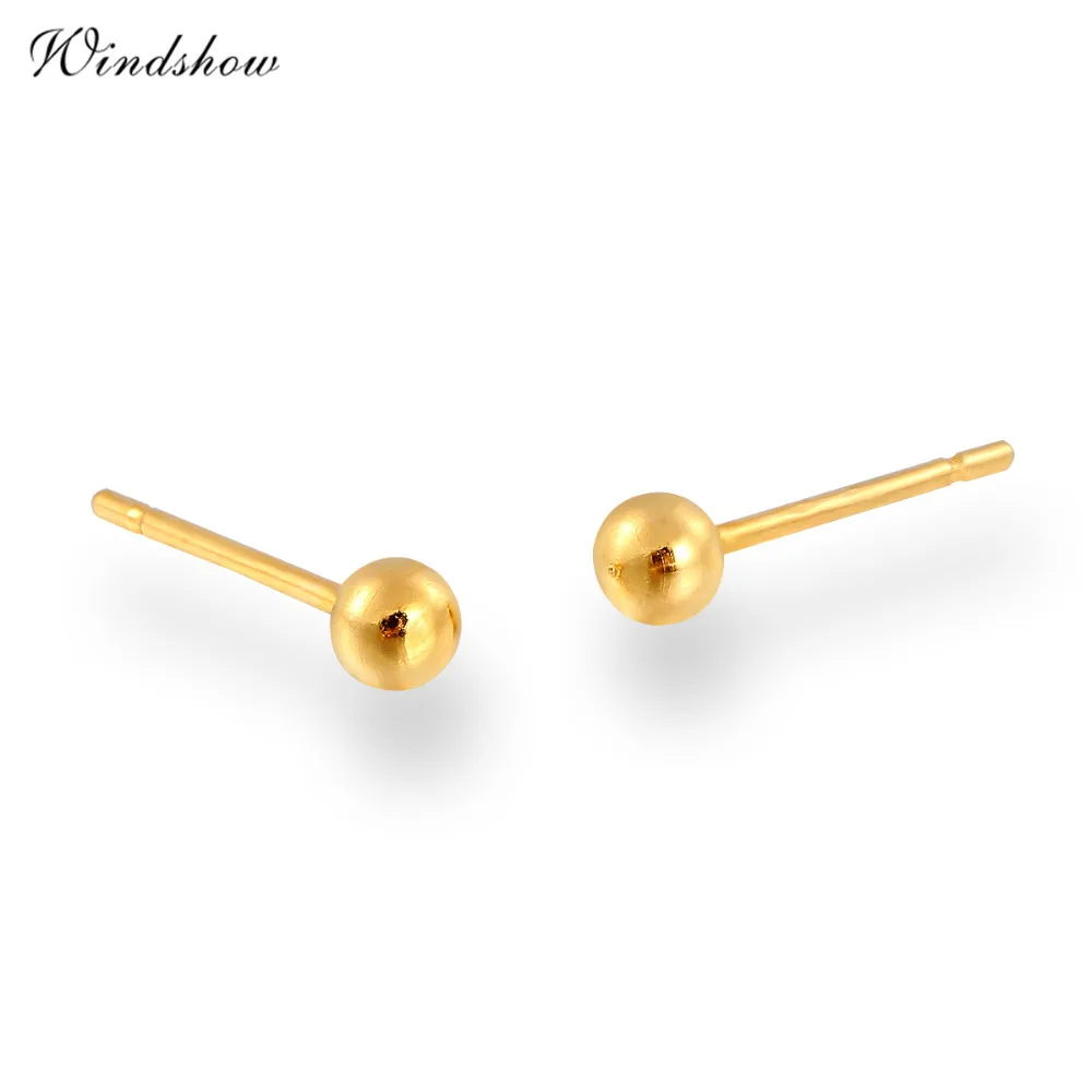 7 Размеры желтого золота Цвет пирсинг Тонкий небольшой круглый шар Серьги