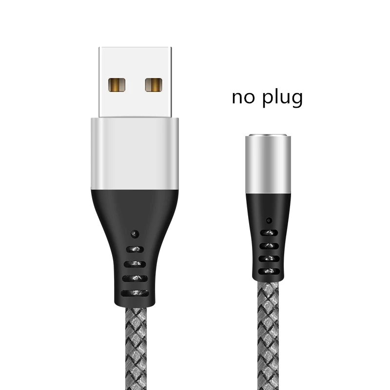 Silver Cable No Plug GREENPORT Круглый Магнитный кабель Micro usb type C кабель для iphone xs max samsung S8 S9 зарядки мобильного телефона Android зарядное устройство Шнур - Цвет: Silver Cable No Plug