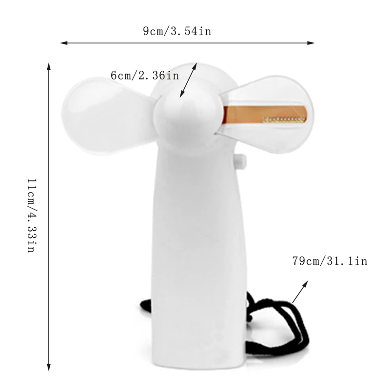 

Portable Handheld Cooling Fan Colorful LED Mini Light Battery Power With Strap