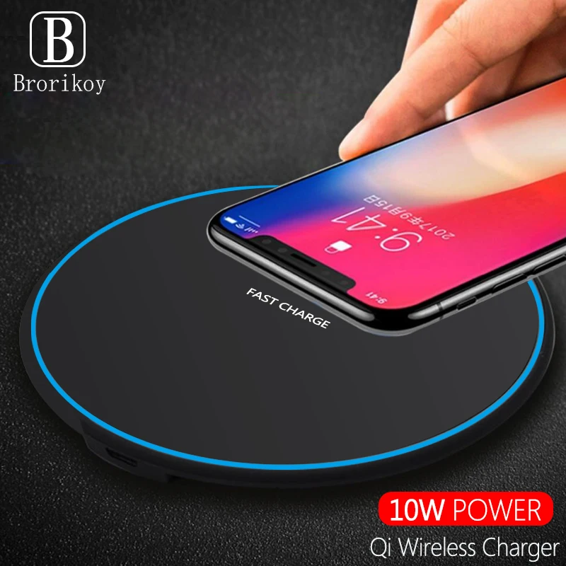 Быстрое беспроводное зарядное устройство для iPhone X Samsuang Note 8 9 Huawei Mate 20 Pro 10W Qi